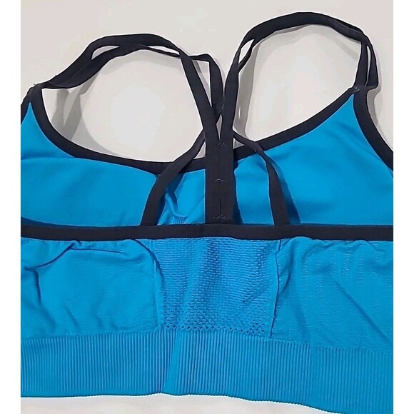 Lot 2 Reebok Strappy Mesh Stretch Sports Bras Teal Gray & Pink Mauve Camo Size L - Picture 6 of 10